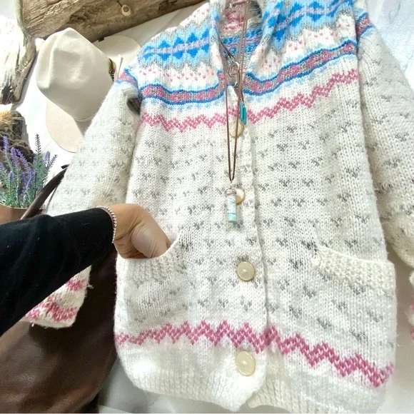 SOLD⭐️RARE Artisan HANDCRAFTED granny sweater-Navajo/NORDIC/Aztec/Pendleton vibe - Picture 11 of 16